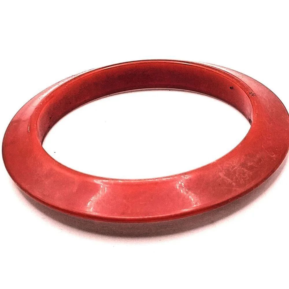 Vintage cherry red Bakelite? bangle bracelet, potentially from the 1940s 2.5in d